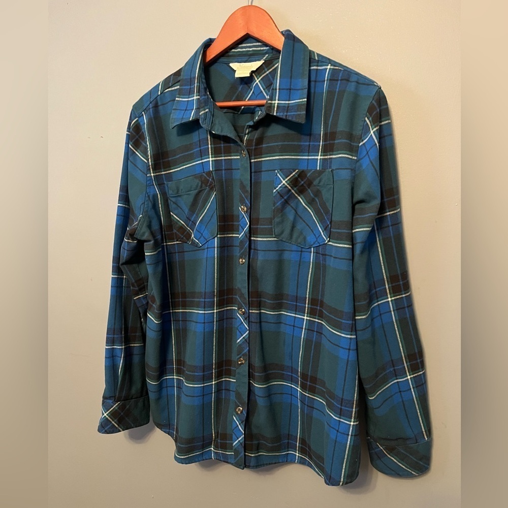 Natural Reflections Plaid Flannel Button Up Shirt Relax XL Western Layered Top